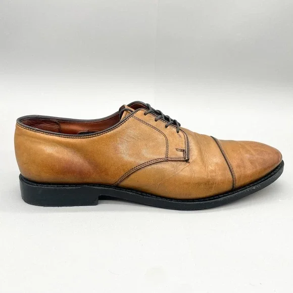 Allen Edmonds Mens 11.5D Lexington Cap Toe Derby Walnut Leather‎ Oxfords Shoes
